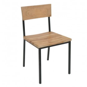 Καρέκλα Μεταλ.Μαύρο/Ξύλο Ακακία Φυσικό / EA7027 / 44x46x85 cm